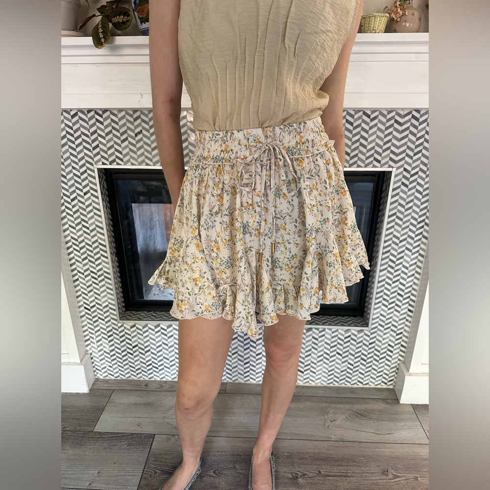 bishop + young Floral Skater Skirt in Cream and Yellow